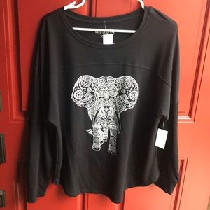 Black long sleeve elephant shirt